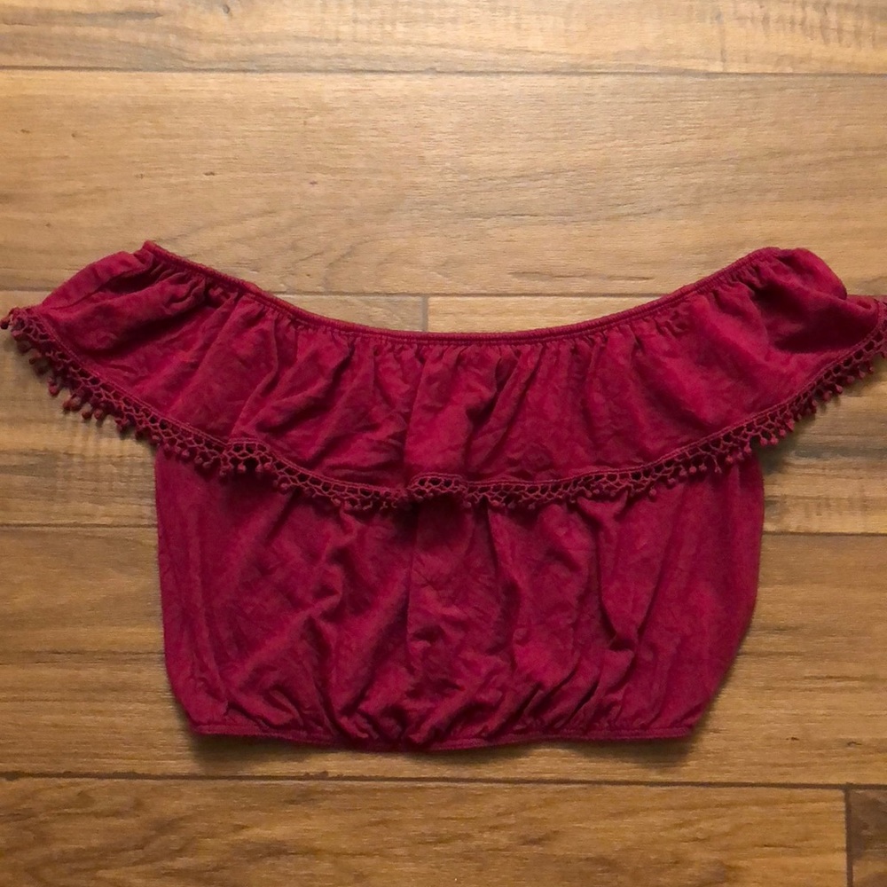 LA Hearts off the shoulder crop top